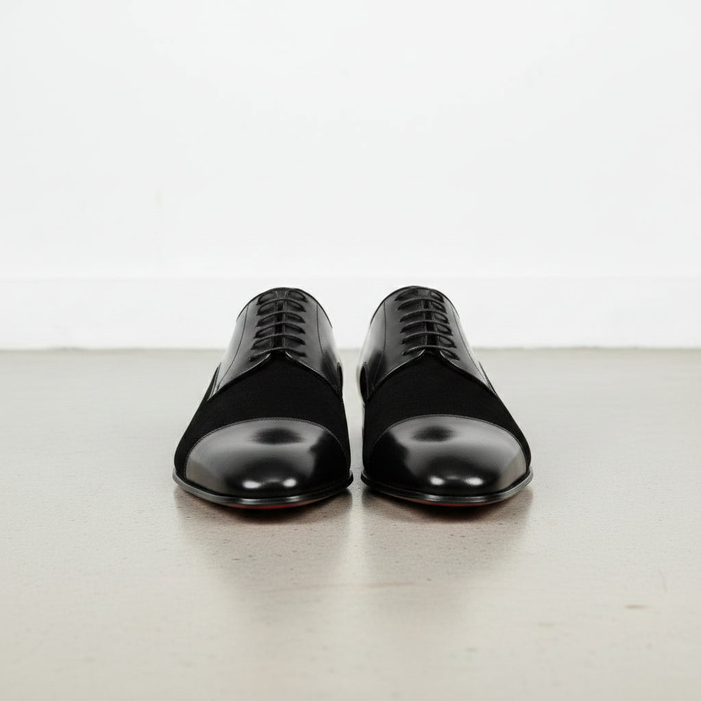 Handcrafted Black Suede and Leather Formal Men's Shoes