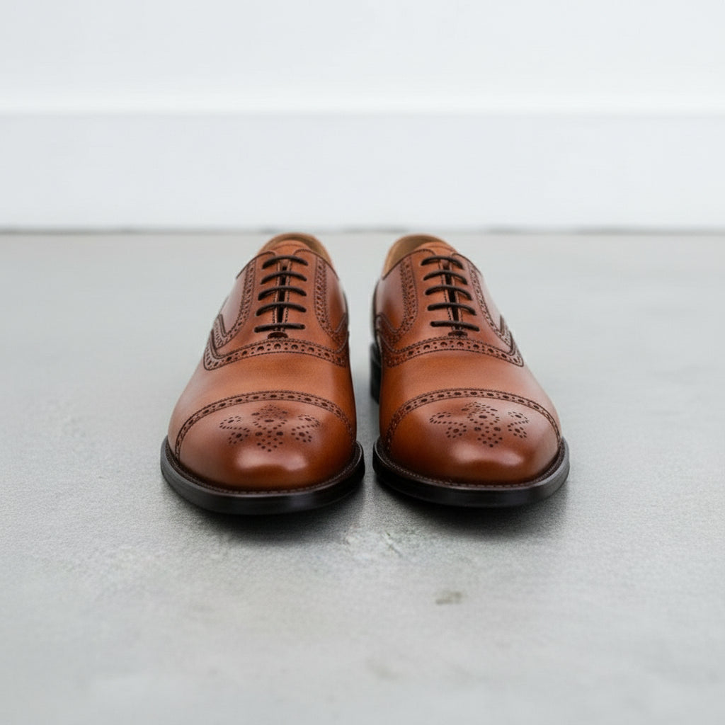 Handmade Men's Brown Oxford Leather Formal  Dress Shoes