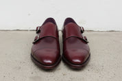 Handcrafted Men's Burgundy Double Buckle Dress Shoes