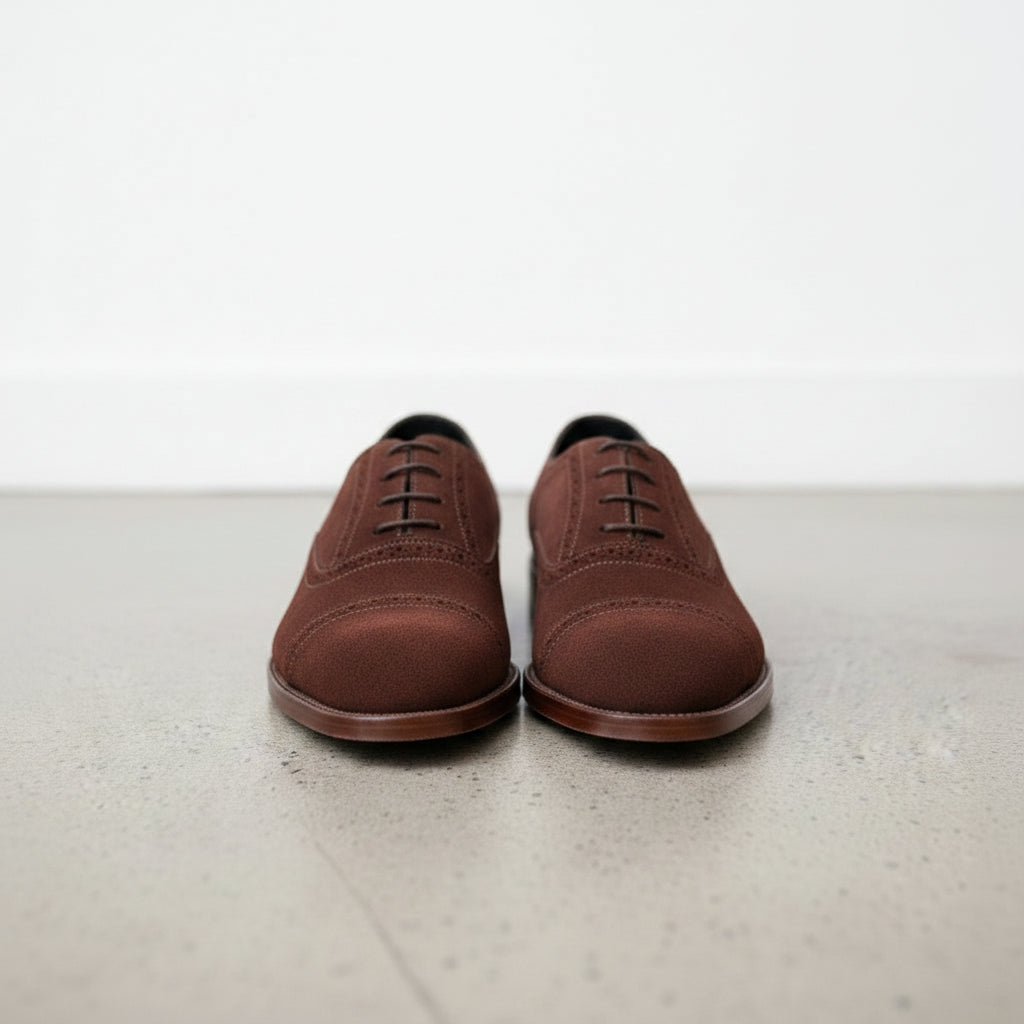 Handcrafted Men's Brown Suede Brogue Dress Shoes