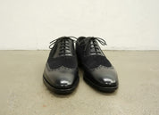 Handmade Black Suede & Leather Wingtip Shoes