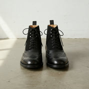 Handcrafted Men's Black Wingtip Brogue Leather Boots