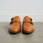 Handmade Men's Tan Double Monk Dress Shoes