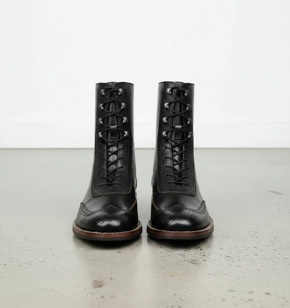 Handcrafted Men's Wingtip Leather Ankle Boots