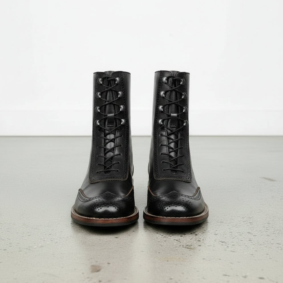 Handcrafted Men's Wingtip Leather Ankle Boots
