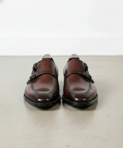 Handmade Men's Brown Leather Double Monk Dress Shoes