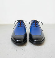 Handmade Black and Blue Leather Formal Dress Shoes