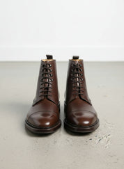 Handcrafted Men's Brown Leather Lace-Up Ankle Boots
