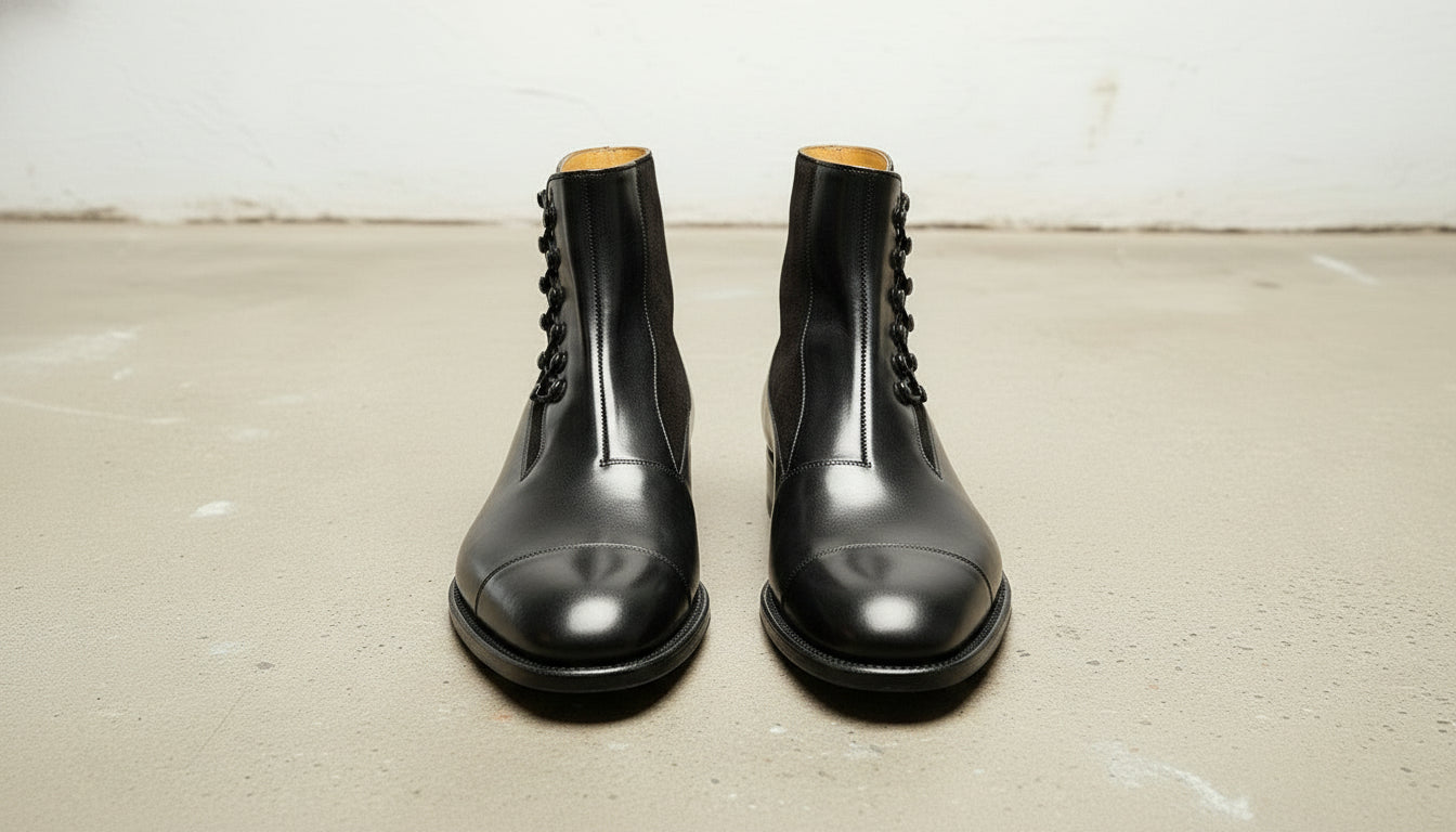 Handcrafted Men's Black Lace-Up Ankle Boots
