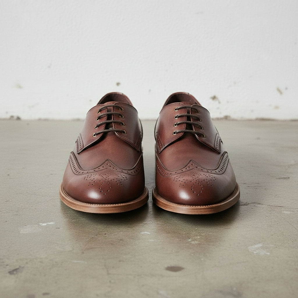 Handmade Men's Full Grain Leather Wingtip Dress Shoes