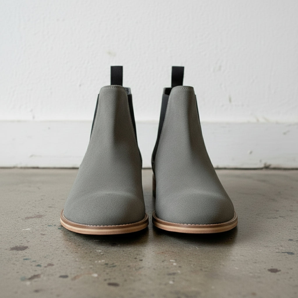 Handmade Men's Gray Suede Chelsea Ankle Boots