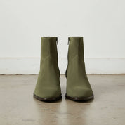Men's Green Suede Ankle Boots with Zipper Closure