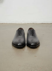 Handcrafted Men's Whole Cut Gray Leather Oxford Dress Shoes