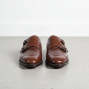 Handcrafted Men's Brown Leather Double Buckle Oxfords