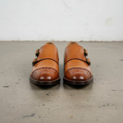 Handmade Men's Leather Double Monk Strap Shoes