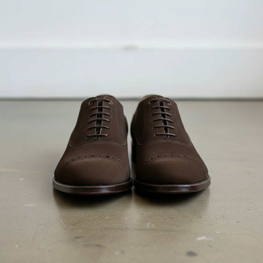Handcrafted Men's Brown Suede Dress Shoes with Leather Sole