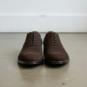 Handcrafted Men's Brown Suede Dress Shoes with Leather Sole