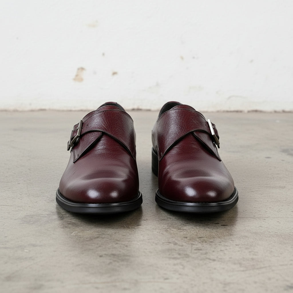 Handmade Men's Full Grain Leather Formal Monk Shoes