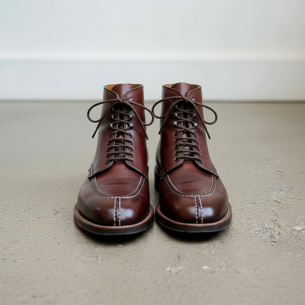 Handcrafted Men's Maroon Lace-Up Ankle Dress Boots