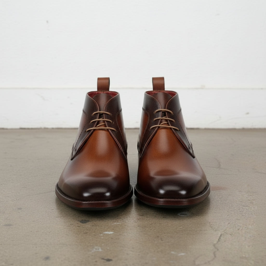 Handcrafted Men's Brown Lace-up Ankle Boots