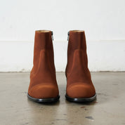 Handmade Men's Brown Cap Toe Ankle Boots with Side Zipper