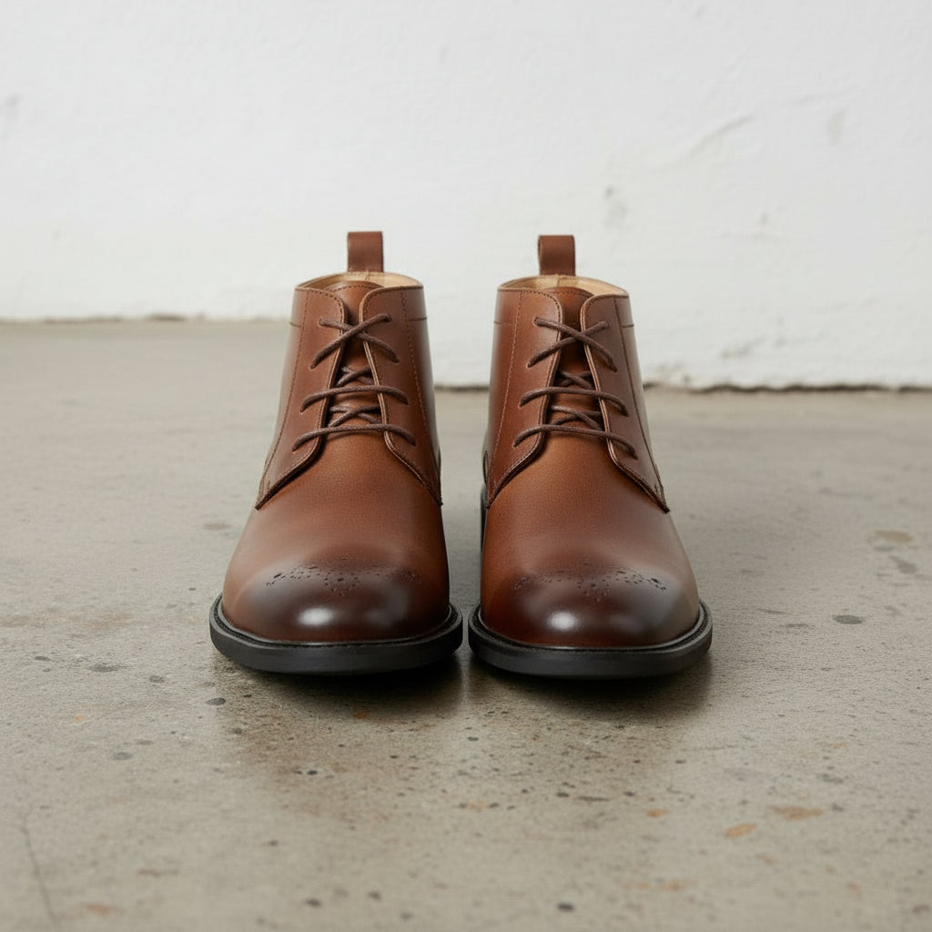 Handcrafted Men's Leather Lace-Up Ankle Boots