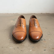 Men's Handmade Tan Leather Dress Shoes with Lace-up Closure