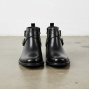 Handmade Men's Leather Buckle Ankle Boots