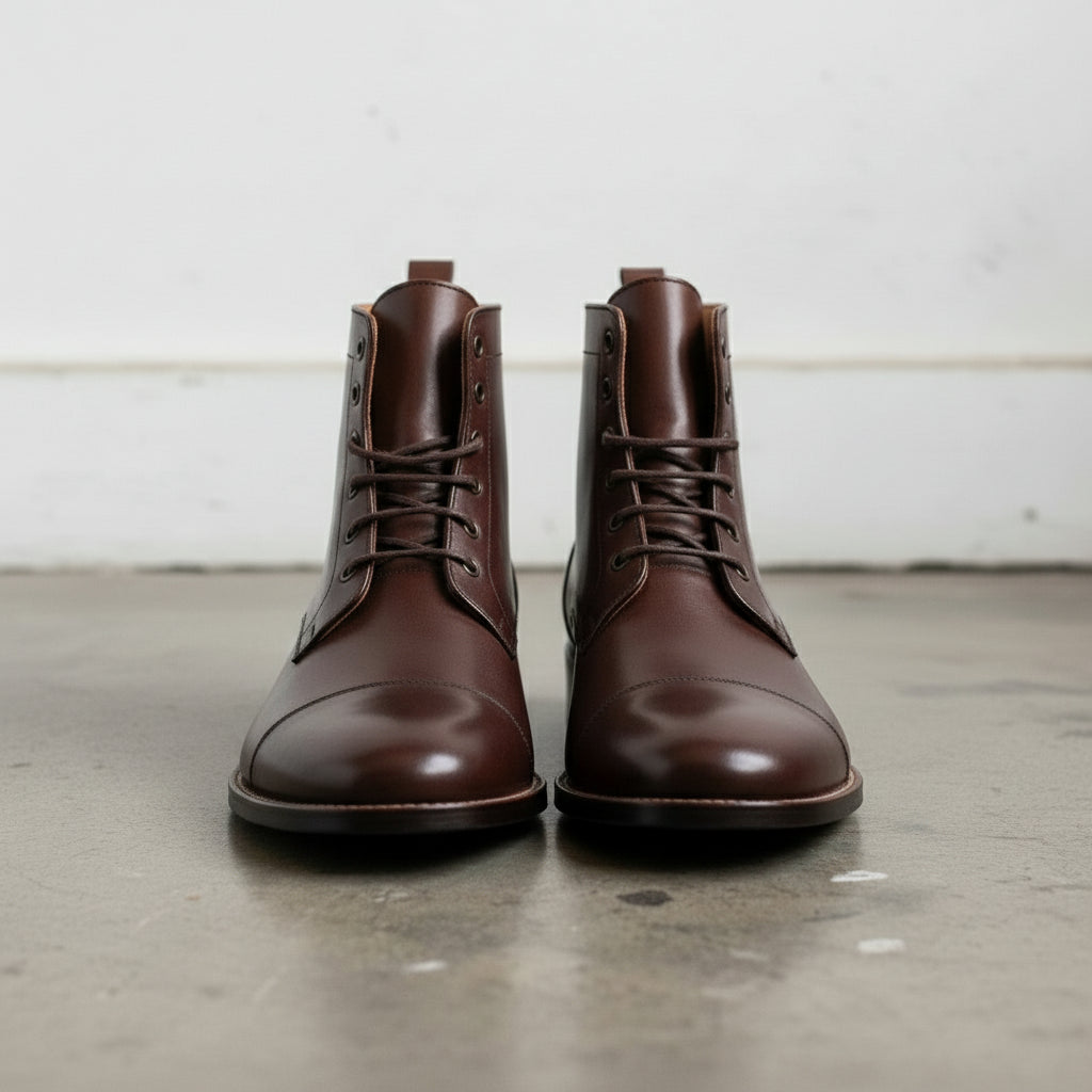 Handcrafted Men's Leather Cap-Toe Ankle Boots