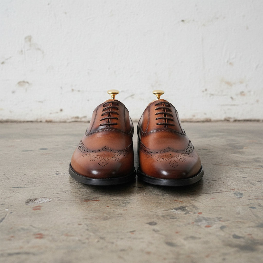Men's Handmade Cow Leather Wingtip Brogues Dress Shoes
