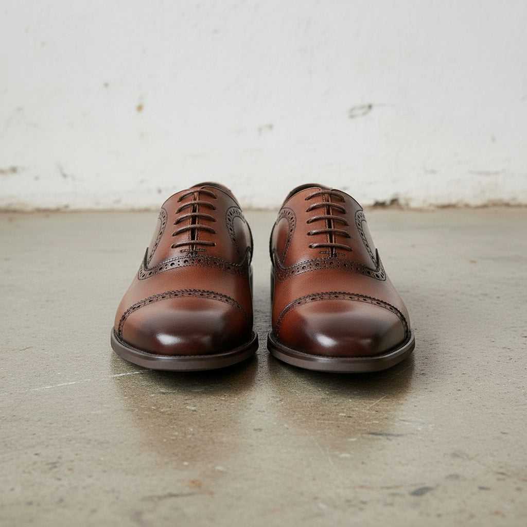 Handmade Men's Full Grain Leather Brogue Formal Dress Shoes