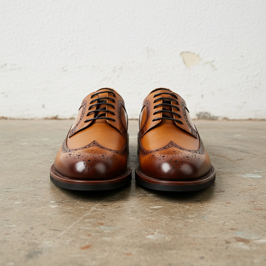 Handmade Men's Leather Wingtip Oxford Dress Shoes
