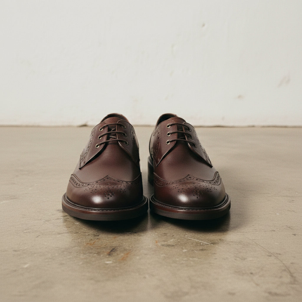 Handmade Men's Black & Brown Leather Wingtip Dress Shoes
