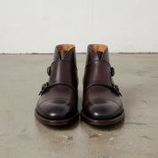 Handcrafted Men's Brown Leather Double Monk Strap Boots
