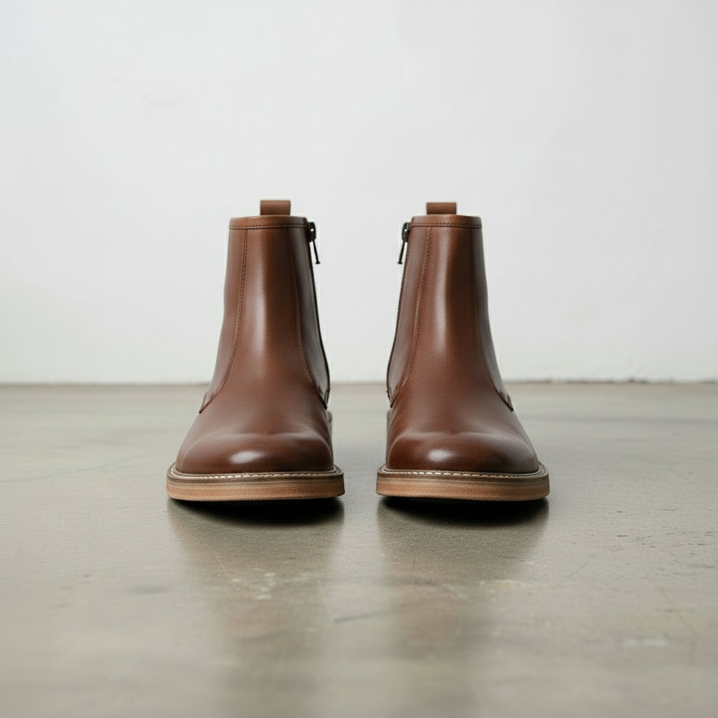 Men's Brown Leather Ankle Boots for Versatile Wear