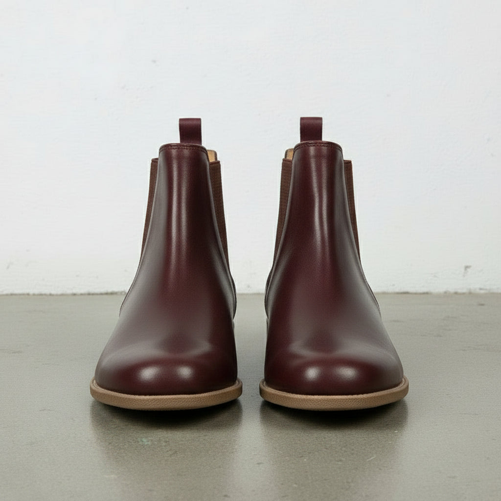 Women's Handmade Burgundy Leather Chelsea Boots