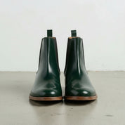 Women’s Handmade Dark Green Leather Ankle Chelsea Boots