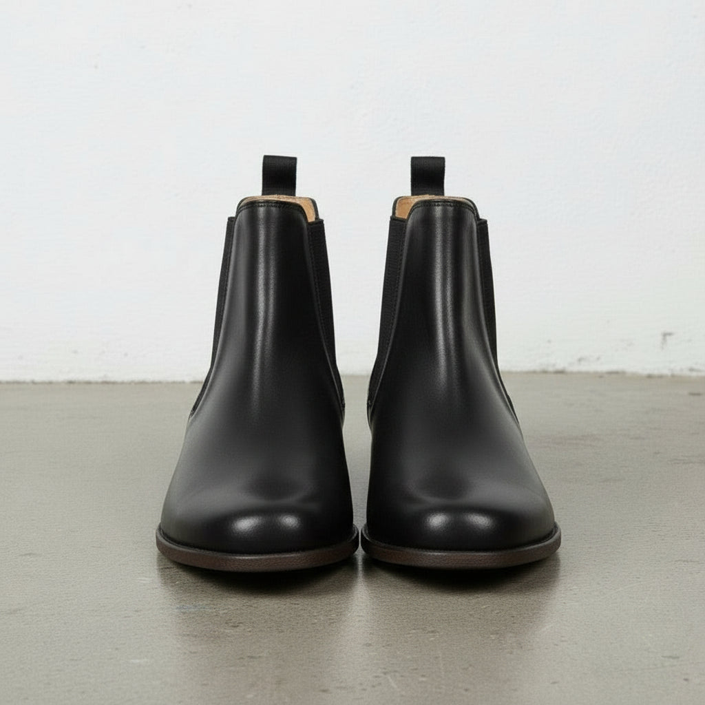 Women's Handmade Black Leather Chelsea Boots