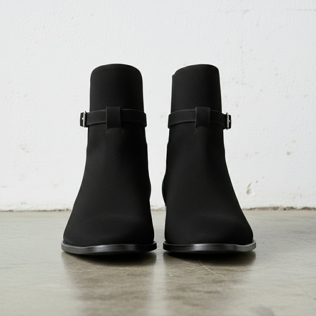 Handmade Mens Black Suede Leather Boots, Men Black Jodhpurs Leather Boot