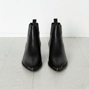 Handcrafted Men's Black Leather Chelsea Boots with Pointed Toe