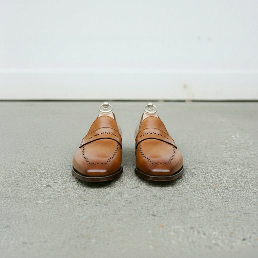 Handmade Men Tan Brown Leather Shoes, Leather Moccasins Loafer