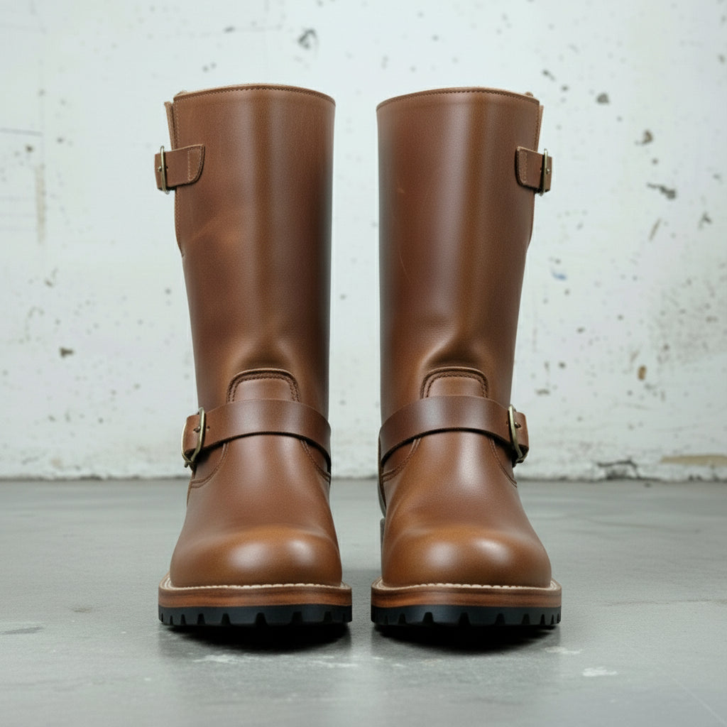 Handmade Mens Antique Brown Leather Biker Boots Men Leather Motorcycle Boot