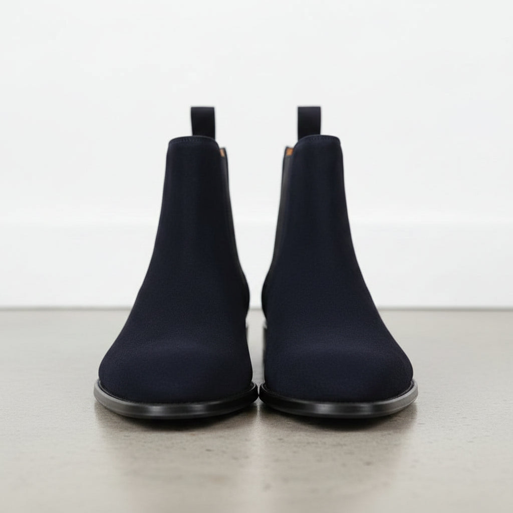 Handcrafted Men's Blue Suede Chelsea Boot