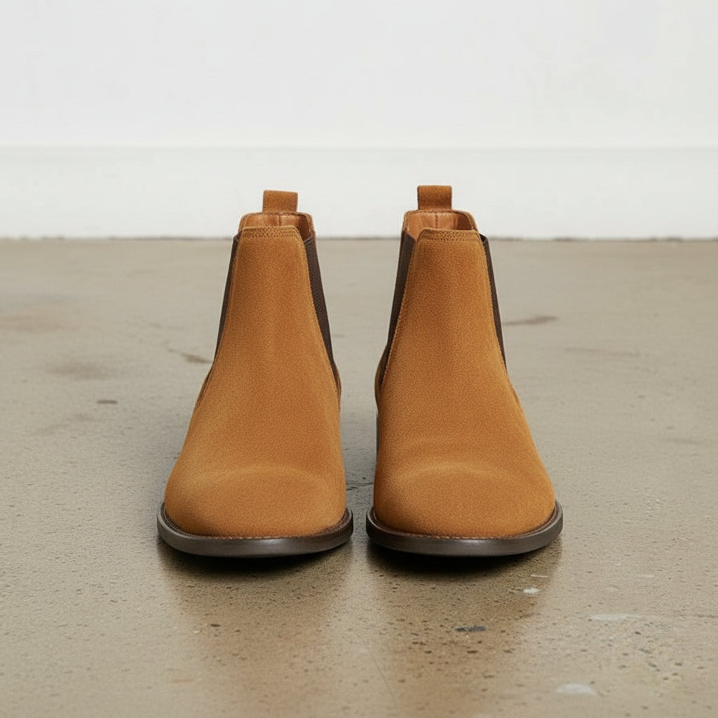 Handmade Men's Tan Color Suede Chelsea Boots, Tan Suede Ankle Boot
