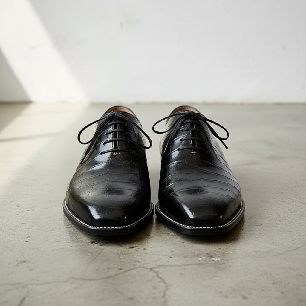 Handcrafted Black Crocodile Leather Dress Shoes