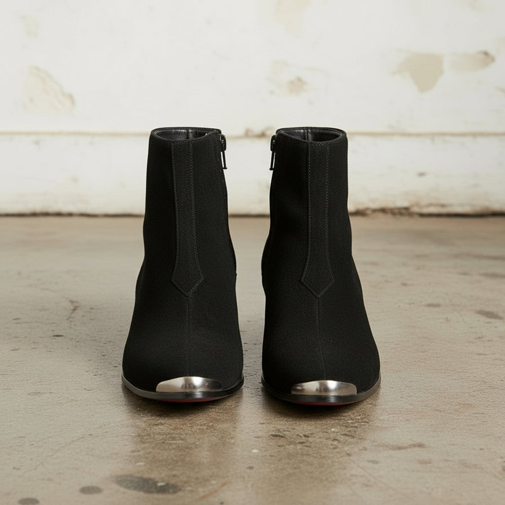 Handmade Black Suede Men's Ankle Boots