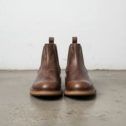 Men's Brown Rustic Leather Elastic Gore Chelsea Ankle Boots