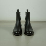 Men's Black Full-Grain Leather High Ankle Boots with Side Zippers