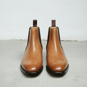 Men's Tan Plain-Toe Leather Chelsea Boots — Erwood