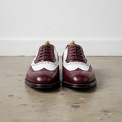 Men’s Burgundy Wingtip Spectator Shoes, Two-Tone Formal Dress Shoes